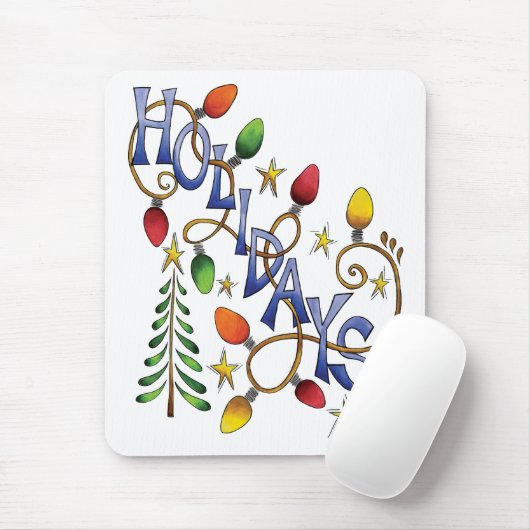 Kute Kerstmis, lampjes en sterren met feestelijke  Muismat (Met muis)