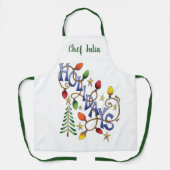 Kute Kerstmis, lampjes en sterren met feestelijke Schort (Voorkant)