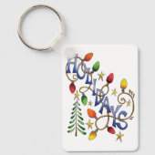 Kute Kerstmis, lampjes en sterren met feestelijke  Sleutelhanger (Voorkant)