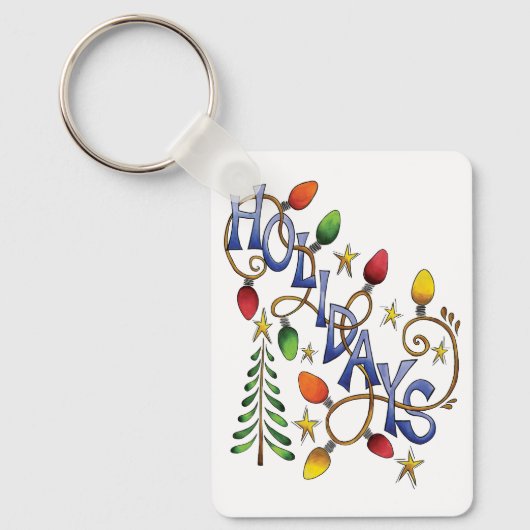 Kute Kerstmis, lampjes en sterren met feestelijke  Sleutelhanger (Voorkant)