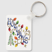 Kute Kerstmis, lampjes en sterren met feestelijke  Sleutelhanger (Achterkant)