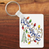 Kute Kerstmis, lampjes en sterren met feestelijke  Sleutelhanger (Voorkant)