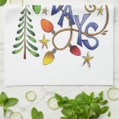 Kute Kerstmis, lampjes en sterren met feestelijke  Theedoek (Gevouwen)