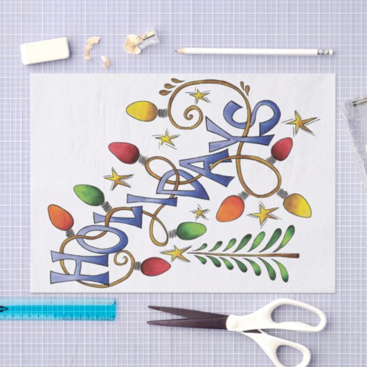 Kute Kerstmis, lampjes en sterren met feestelijke  Tissuepapier (Craft)