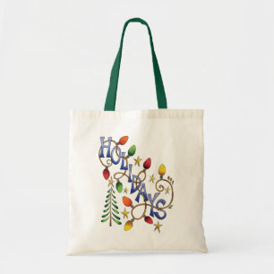 Kute Kerstmis, lampjes en sterren met feestelijke  Tote Bag