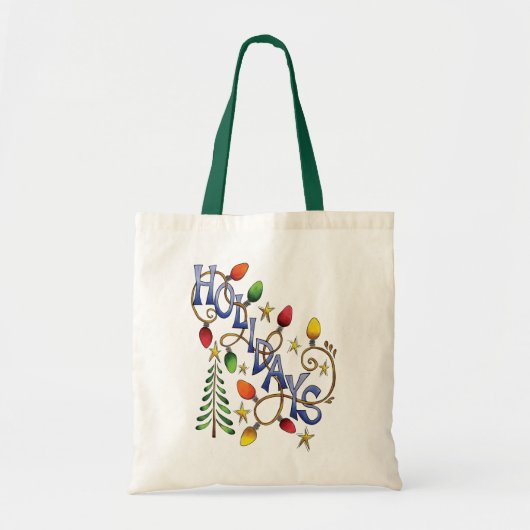 Kute Kerstmis, lampjes en sterren met feestelijke  Tote Bag (Voorkant)