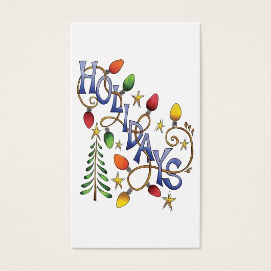 Kute Kerstmis, lampjes en sterren met feestelijke Visitekaartje (Voorkant)