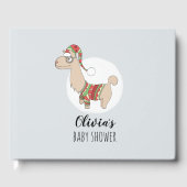 Kute Kerstmis Llama en naam feestelijk Baby shower Gastenboek (Voorkant)