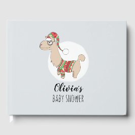 Kute Kerstmis Llama en naam feestelijk Baby shower Gastenboek