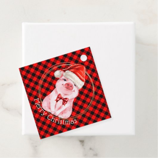 Kute kerstmis met Buffalo Pset Red Funny Bedankjes Labels (In situ)