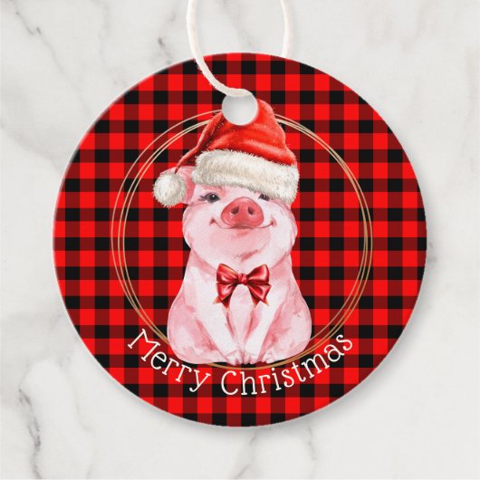 Kute kerstmis met Buffalo Pset Red Funny Bedankjes Labels (Voorkant)