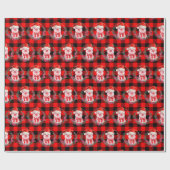 Kute kerstmis met Buffalo Pset Red Funny Cadeaupapier (Vlak)