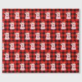 Kute kerstmis met Buffalo Pset Red Funny Cadeaupapier (Vlak)