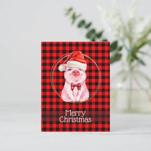 Kute kerstmis met Buffalo Pset Red Funny Feestdagenkaart (Staand voorkant)