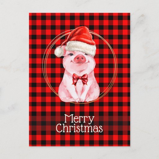 Kute kerstmis met Buffalo Pset Red Funny Feestdagenkaart (Voorkant)