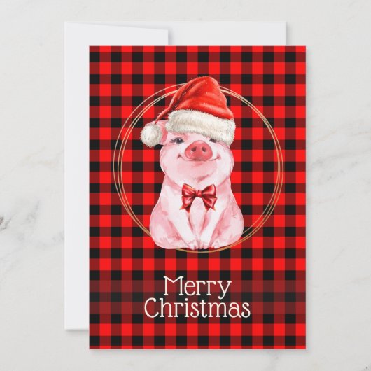 Kute kerstmis met Buffalo Pset Red Funny Feestdagenkaart (Voorkant)