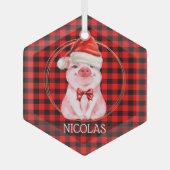 Kute kerstmis met Buffalo Pset Red Funny Glas Ornament (Voorkant)