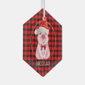 Kute kerstmis met Buffalo Pset Red Funny Glas Ornament (Voorkant Rechts)