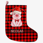 Kute kerstmis met Buffalo Pset Red Funny Grote Kerstsok (Voorkant)