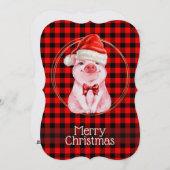 Kute kerstmis met Buffalo Pset Red Funny Ho Feestdagenkaart (Voorkant / Achterkant)