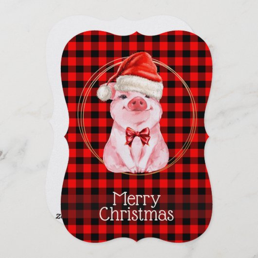 Kute kerstmis met Buffalo Pset Red Funny Ho Feestdagenkaart (Voorkant / Achterkant)