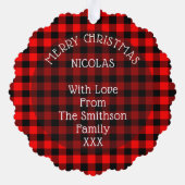 Kute kerstmis met Buffalo Pset Red Funny Ornament Kaart (Achterkant)