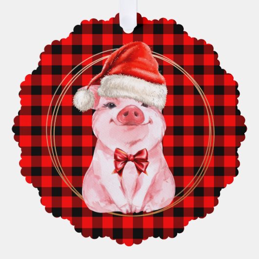 Kute kerstmis met Buffalo Pset Red Funny Ornament Kaart (Voorkant)