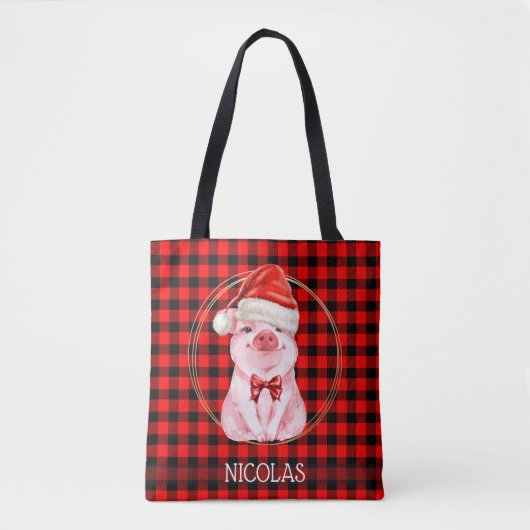 Kute kerstmis met Buffalo Pset Red Funny Tote Bag (Voorkant)