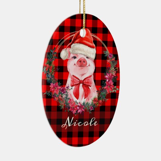 Kute kerstmis met Buffalo Pset Red Rustic Keramisch Ornament