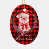Kute kerstmis met Buffalo Pset Red Rustic Keramisch Ornament (Achterkant)