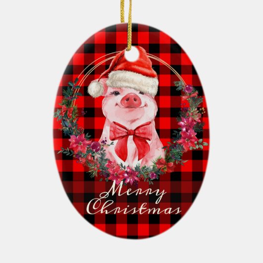 Kute kerstmis met Buffalo Pset Red Rustic Keramisch Ornament (Achterkant)