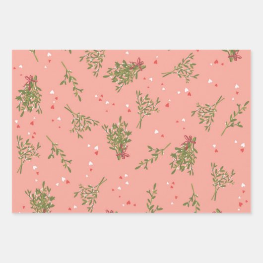 Kute Kerstmis Mistletoe Kissing Xmas Variant Inpakpapier Vel (Voorkant 3)