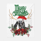 Kute Kerstmis Nubian Goat met Antlers en Wreater Fleece Deken (Voorkant)