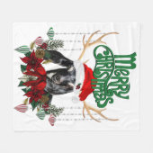 Kute Kerstmis Nubian Goat met Antlers en Wreater Fleece Deken (Voorkant (Horizontaal))