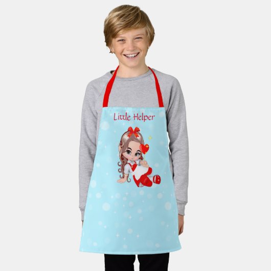 Kute kerstmis op Light Blue Schort (Gedragen)