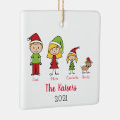 Kute Kerstmis, op maat gesneden gezin met hond Keramisch Ornament (Rechts)