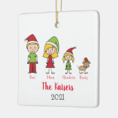 Kute Kerstmis, op maat gesneden gezin met hond Keramisch Ornament (Links)