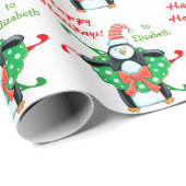 Kute Kerstmis Penguin Gepersonaliseerde Kinderen Cadeaupapier (Rol Hoek)
