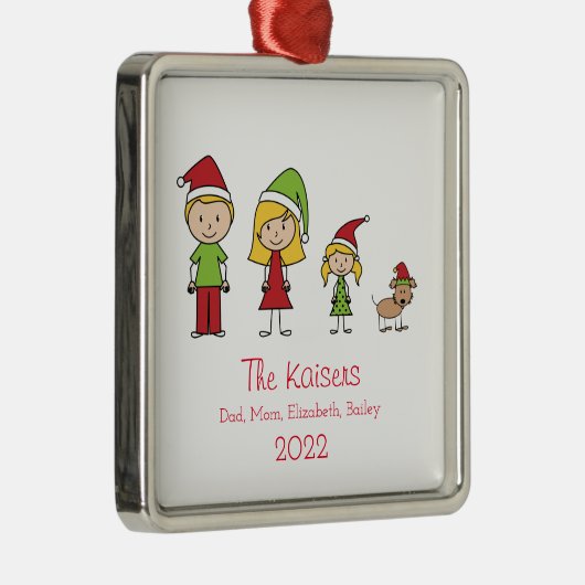 Kute Kerstmis - persoonlijke familie van 3 met hon Metalen Ornament (Rechts)