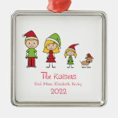 Kute Kerstmis - persoonlijke familie van 3 met hon Metalen Ornament (Voorkant)