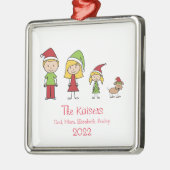 Kute Kerstmis - persoonlijke familie van 3 met hon Metalen Ornament (Links)