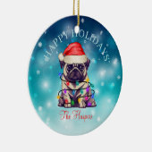 Kute kerstmis Prettige feestdagen Dog Pet Custom Keramisch Ornament (Rechts)