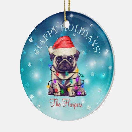 Kute kerstmis Prettige feestdagen Dog Pet Custom Keramisch Ornament (Links)