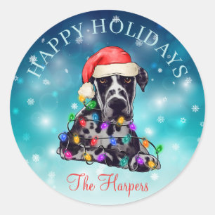 Kute kerstmis Prettige feestdagen Dog Pet Custom Ronde Sticker