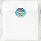 Kute kerstmis Prettige feestdagen Dog Pet Custom Ronde Sticker (Tas)