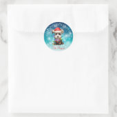 Kute kerstmis Prettige feestdagen Dog Pet Custom Ronde Sticker (Tas)