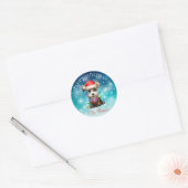 Kute kerstmis Prettige feestdagen Dog Pet Custom Ronde Sticker (Envelop)
