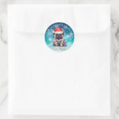 Kute kerstmis Prettige feestdagen Dog Pet Custom Ronde Sticker (Tas)