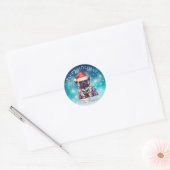 Kute kerstmis Prettige feestdagen Dog Pet Custom Ronde Sticker (Envelop)