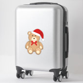 Kute Kerstmis Teddy Bear Wearing Santa Hat Sticker (Koffer)